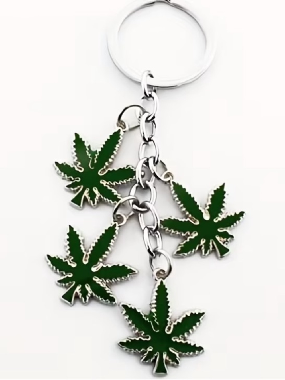 Green Leaf Charm Keychain Key & Card Holder Accessory